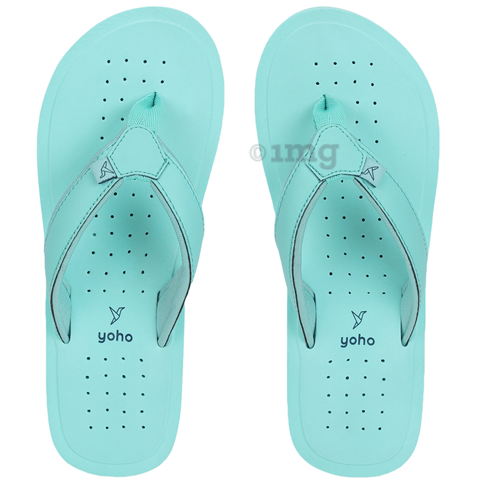 Yoho Lifestyle Ortho Soft comfortable and stylish flip flop Slipper for women ArchFlex Size 7 Aqua Blue