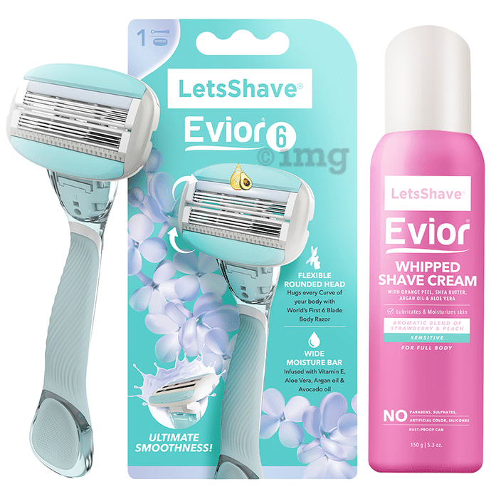 LetsShave Evior 6 Body Hair Removal Razor Shaving Kit for Women-razor with Shave Cream Kit