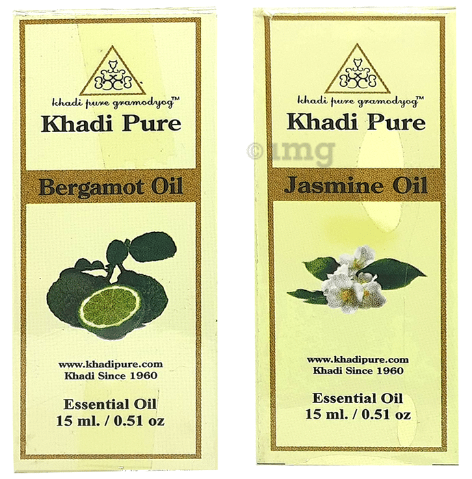 Khadi Pure Combo Pack of Bergamot Oil & Jasmine Oil (15ml Each)