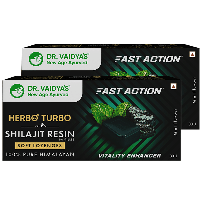 Dr. Vaidya's Fast Action Herbo Turbo Shilajit Resin Pastilles Soft Lozenges (20 Each)