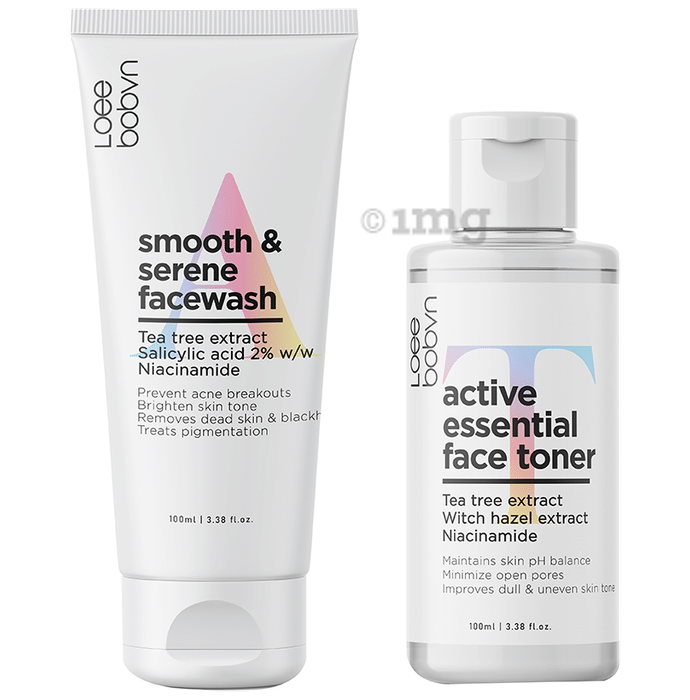 Loee bobvn Combo Pack of Smooth & Serene Facewash & Active Essential Face Toner (100ml Each)