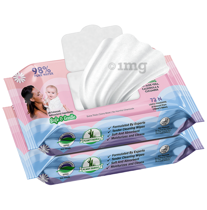 Mom & World 98% Pure Water Baby Wipes (72 Each)