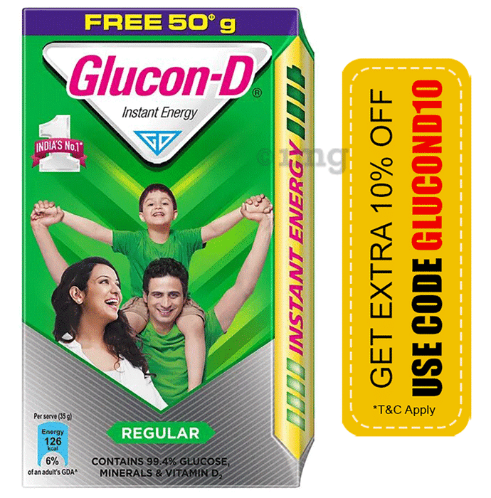 Glucon-D with Glucose, Calcium, Vitamin C & Sucrose | Nutrition Booster Regular