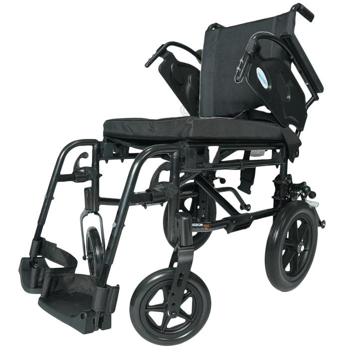 Forza Freedom 5000 Transit Attendant Driven, European Standard, Foot Operated Brake, Steel Lightweight Foldable Wheelchair