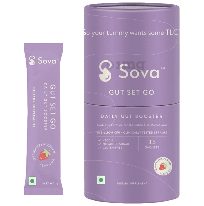 Sova Gut Set Go Sachet for Immunity & Digestion(1gm Each) Strawberry and Cream