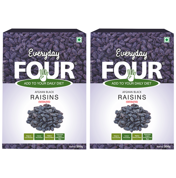 Everyday Four Afghan Black Raisins (200gm Each)