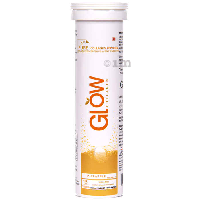 Glow Collagen Peptides Effervescent Tablet for Skin | Flavour Pineapple