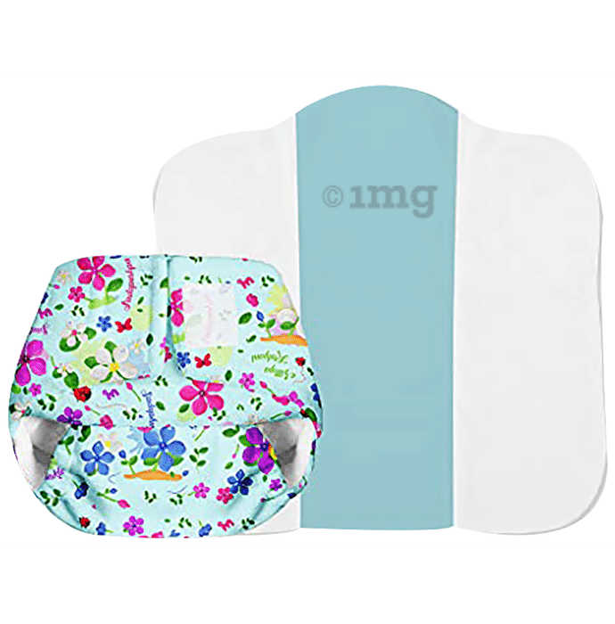 Superbottoms Periwinkle Newborn UNO Cloth diaper+1 Dry Feel Pad