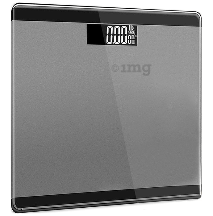 beatXP Thick Tempered Glass Electronic LCD Personal Health Body Fitness Digital Bathroom Scales Grey