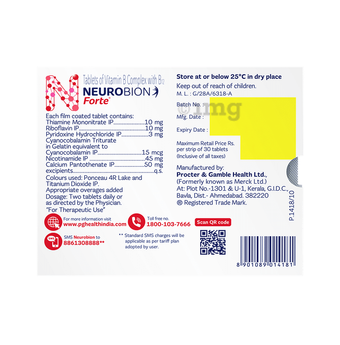 Neurobion Forte Tablet Buy Strip Of 30 Tablets At Best Price In India 1mg