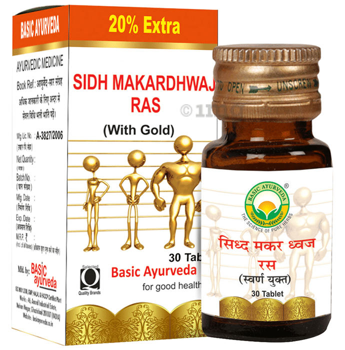 Basic Ayurveda Sidh Makardhwaj Ras with Gold Tablet