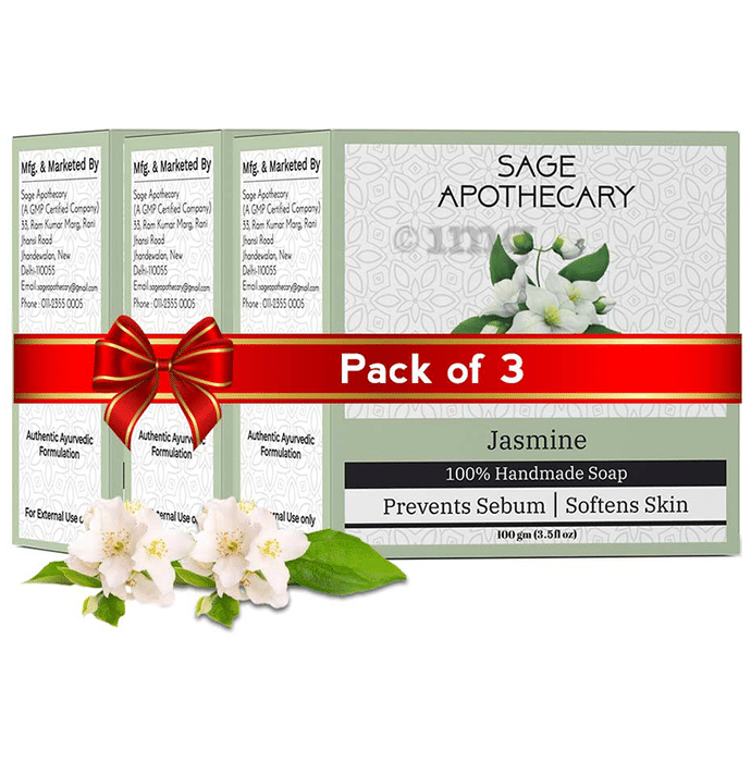 Sage Apothecary Combo Pack of 100% Hand Made Soap (100gm Each) Jasmine