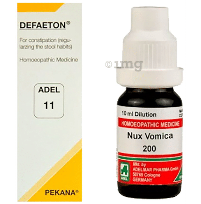 ADEL Chronic Constipation Care Combo Pack of ADEL 11 Defaeton Drop 20ml & Nux Vomica Dilution 200 CH 10ml
