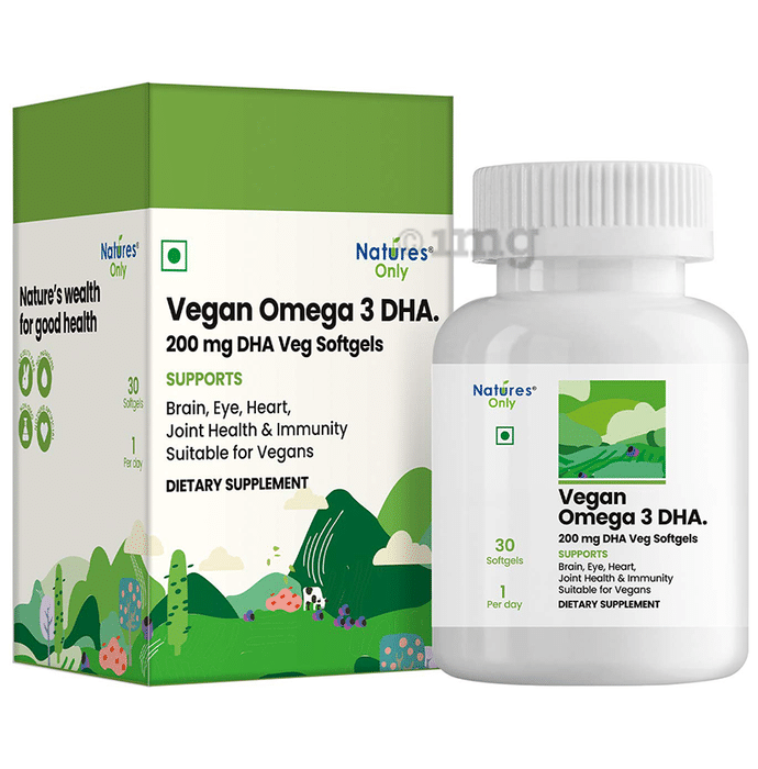 Natures Only Vegan Omega 3 DHA 200mg Veg Softgel
