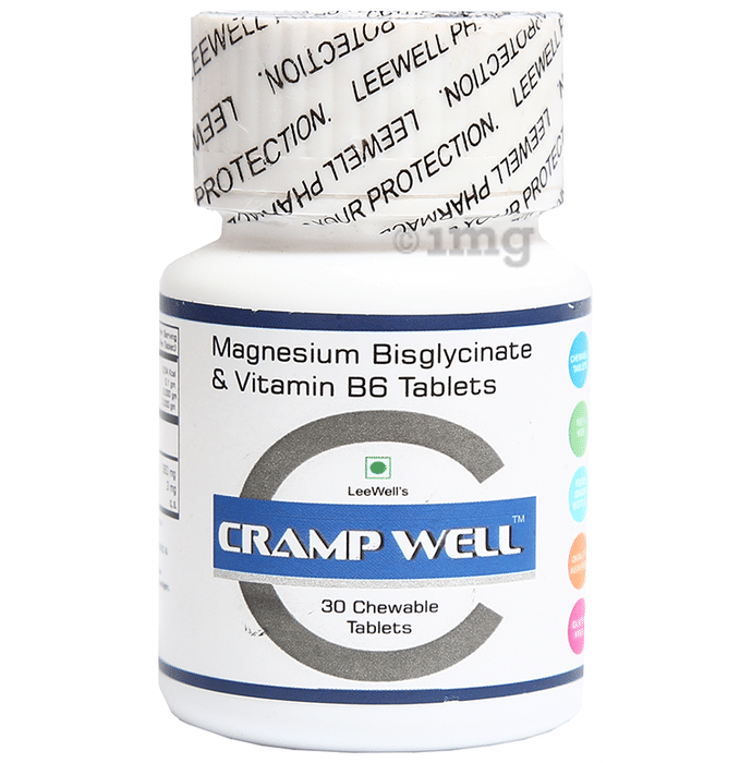 Cramp Well Magnesium Bis Glycinate & Vitamin B6 Legs, Muscle Cramps Relief Supplement Chewable Tablet