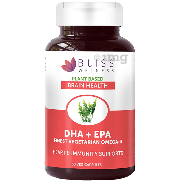 Bliss Welness Brain Health DHA + EPA Finest Vegetarian Omega-3 Veg Capsule