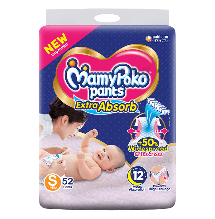MamyPoko Extra Absorb Diaper Pants | For Up To 12 Hours Absorption | Size Small
