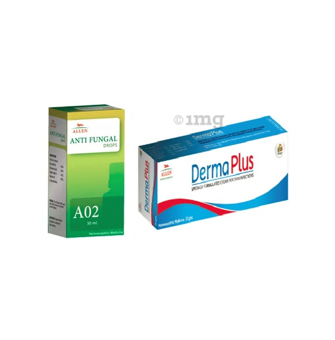 Allen Anti Fungal Combo Pack of A02 Anti Fungal Drop 30ml & Derma Plus Cream 25gm