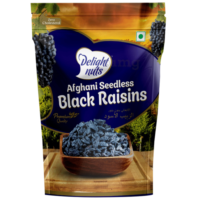 Delight Nuts Afghani Seedless Black Raisins | Premium Quality (200gm Each)