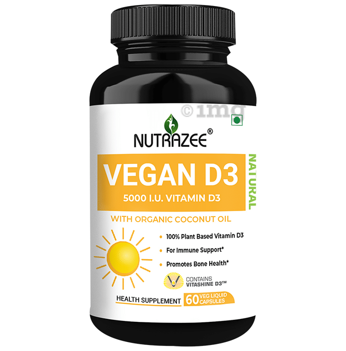 Nutrazee Natural Vegan Vitamin D3 5000IU Veg Liquid Capsule