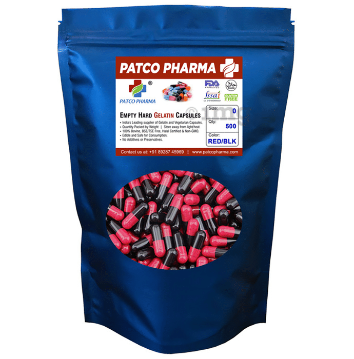 Patco Pharma Empty Hard Gelatin Capsule Size 0 Red and Black