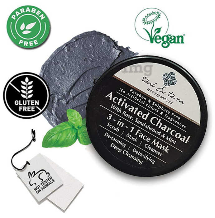 Teal & Terra Activated Charcoal with Rose, Sandalwood & Mint 3-in-1 Face Mask