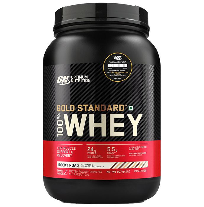 Optimum Nutrition (ON) Gold Standard 100% Whey Protein | For Muscle Recovery | No Added Sugar | Flavour Powder Rocky Road