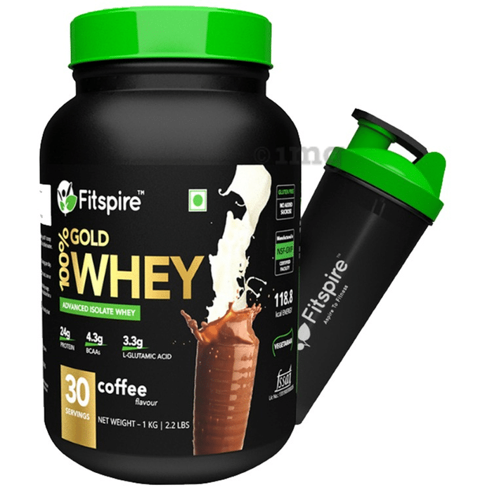Fitspire 100% Gold Whey Advanced Isolate Protein Coffee with Shaker Free