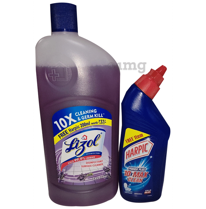 Lizol Disinfectant Surface Cleaner Lavender with 200ml Harpic Free