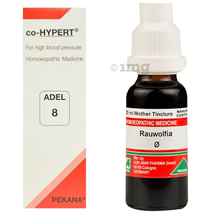 ADEL Anti Hypertensive Combo Pack of 8 CO-Hypert Drop & Rauwolfia Mother Tincture (20ml Each)