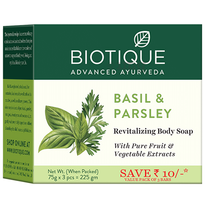 Biotique Basil & Parsley Revitalizing Body Soap (75gm Each)