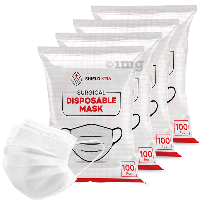 Shield Xtra 3 Ply Surgical Disposable Mask (100 Each) White