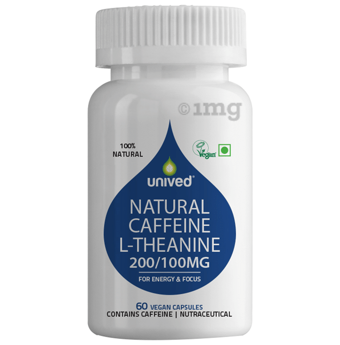 Unived Natural Caffeine L-Theanine 200/100mg Vegan Capsule