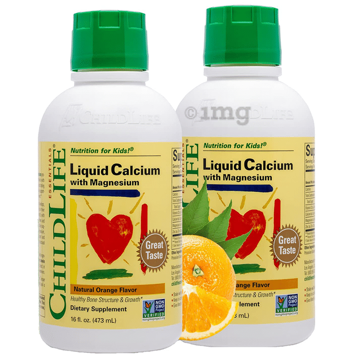 Child Life Essentials Liquid Calcium With Magnesium (473ml Each) Natural Orange