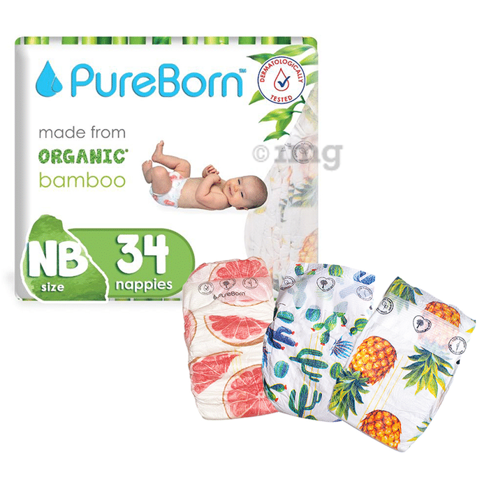 PureBorn Printed Nappies NB