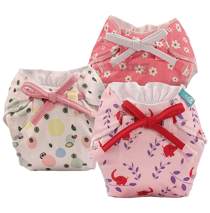 Bumberry Baby Smart Nappy Leak Proof Reusable & Adjustable Cloth Diaper for Newborn Baby Pink, Fruityline, Lilies