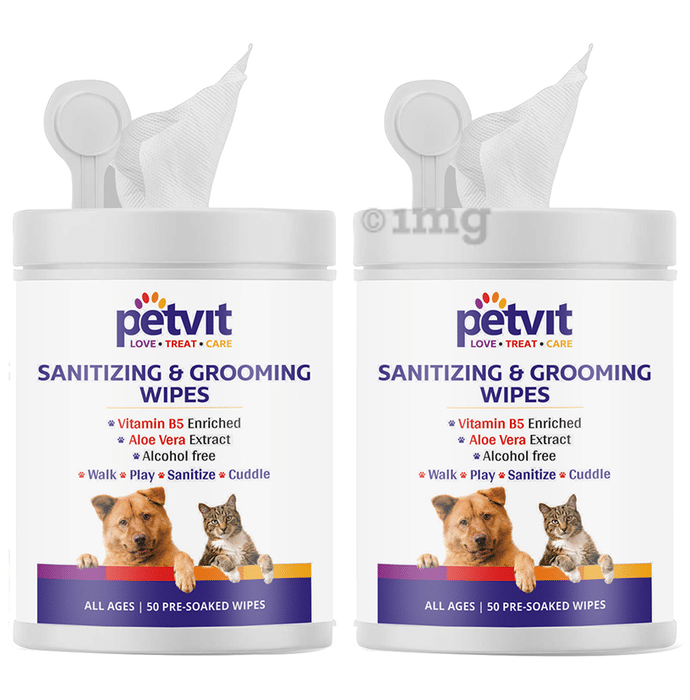 Petvit Sanitizing & Grooming Wipes (50 Each)