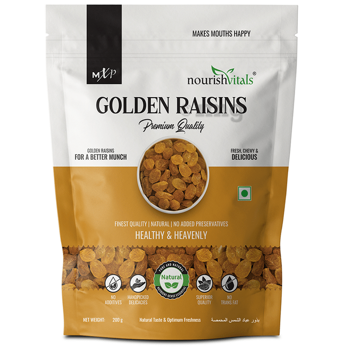 NourishVitals Golden Raisins Premium Quality (200gm Each)