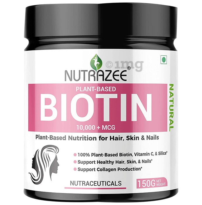 Nutrazee Natural Plant-Based Biotin 10000+mcg Powder