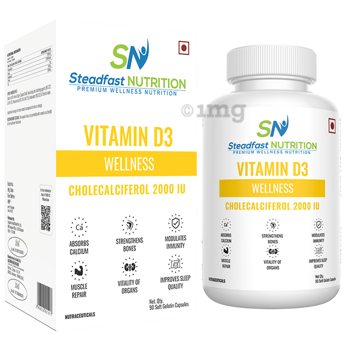 Steadfast Nutrition Vitamin D3 Wellness Cholecalciferol 2000I.U. Soft Gelatin Capsule