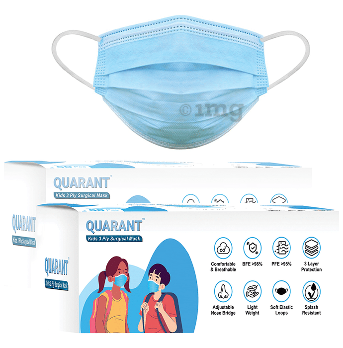 Quarant Kids 3 Ply Surgical Mask (50 Each) Blue