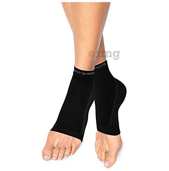 Dr. Arthritis Doctor Developed Copper Foot Sleeves/ Plantar Fasciitis Socks & Doctor Written Handbook Large