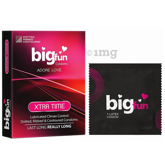 Bigfun Dotted, Ribbed & Contoured Condom Xtra Time