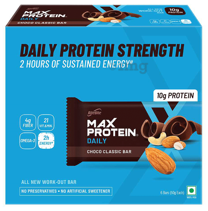RiteBite Max Protein Daily 10 gm Protein Bar Choco Classic