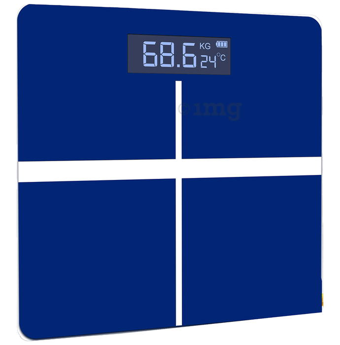 beatXP Thick Tempered Glass Electronic LCD Personal Health Body Fitness Digital Scales Blue