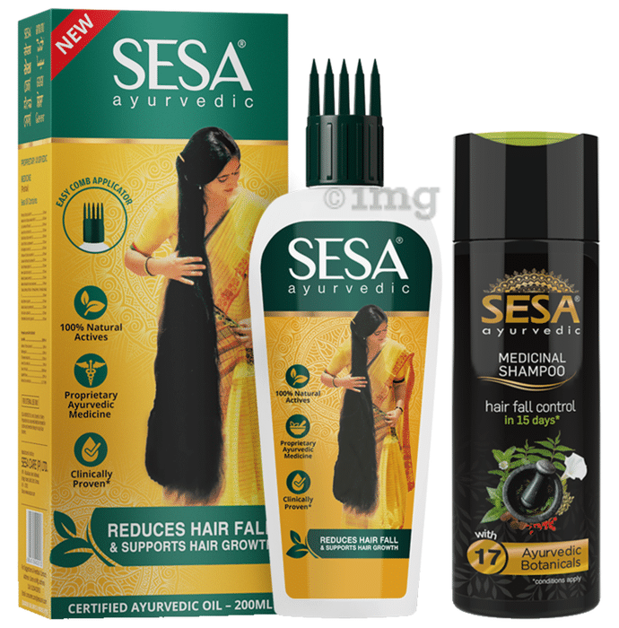 Sesa Combo Pack of Ayurvedic Hair Oil & Ayurvedic Medicinal Shampoo (200ml Each)