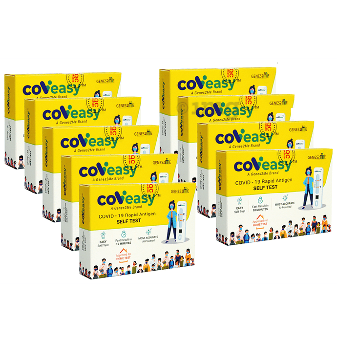 Covieasy Covid 19 Rapid Antigen Self Test Kit Medium Yellow and White