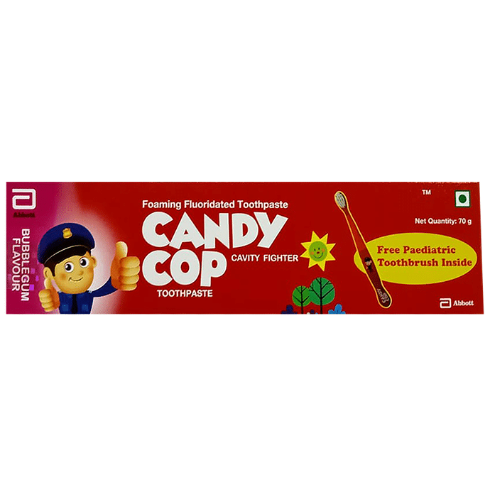 Candy Cop Foaming Fluoridated Toothpaste Bubblegum with Paediatric Toothbrush Inside Free