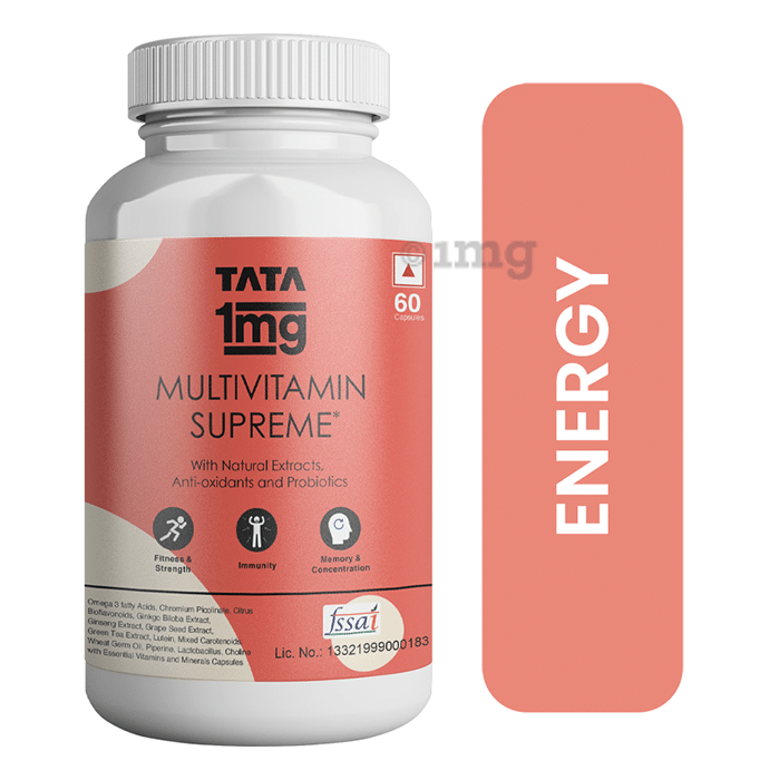 Tata 1mg Multivitamin Supreme, Zinc, Calcium and Vitamin D Capsule for Immunity, Energy, Overall Health
