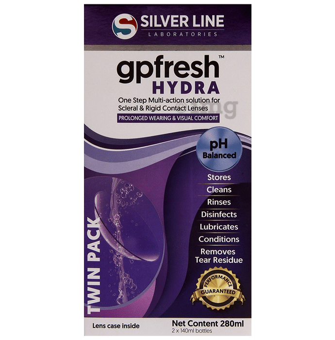 Silver Line GP Fresh Hydra One Step Multi-Action Solution for Scleral & Rigid Contact Lenses | Twin Pack (140ml Each)